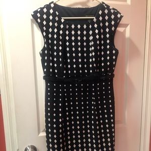 Knee length Navy and White dress